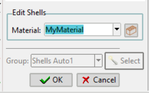 Choosing again the material name in the list